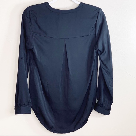 DR2 Daniel Rainn Black Satin Split Neck Blouse NWT - Picture 9 of 11